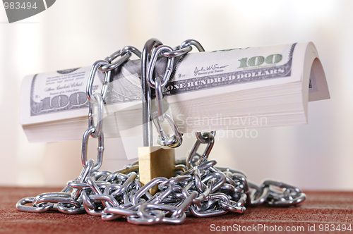 Image of padlock with dollars