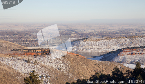 Image of hazy winter view of Colorado plains and Fort Collins