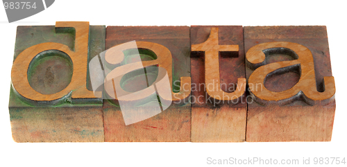 Image of data word in wooden typeface