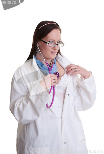 Image of sexy doctor or nurse on white