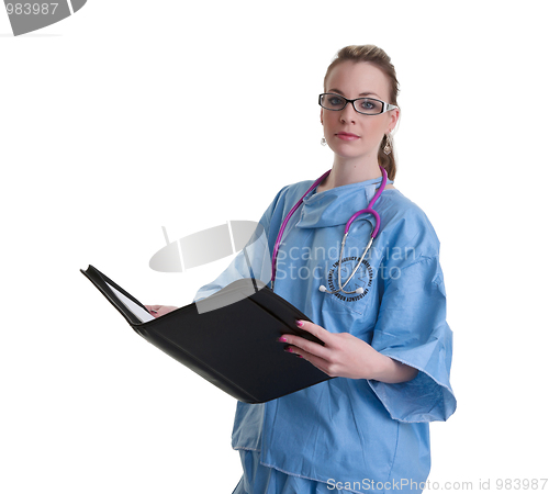 Image of young doctor or nurse on white