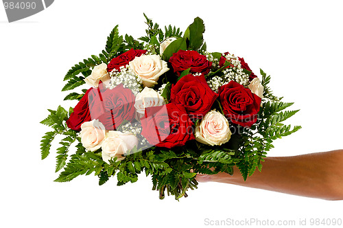 Image of Woman holding bouquet