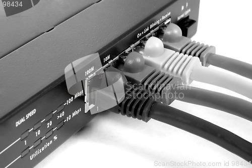 Image of Network switch and cables.