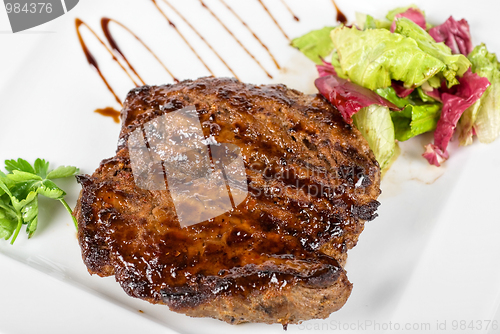 Image of beef steak with vegetable