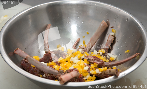 Image of raw marinated lamb meat