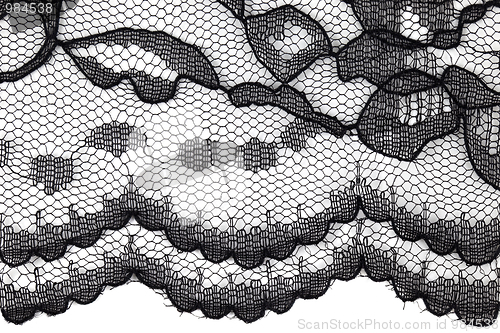 Image of black lace fabric with flower pattern