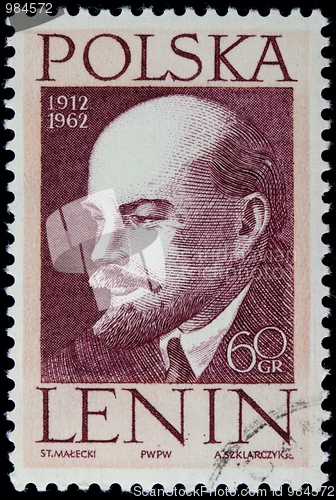 Image of Lenin on a vintage post stamp