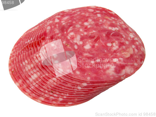 Image of Salami slices-clipping path