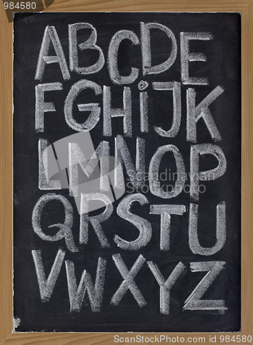 Image of English alphabet on blackboard