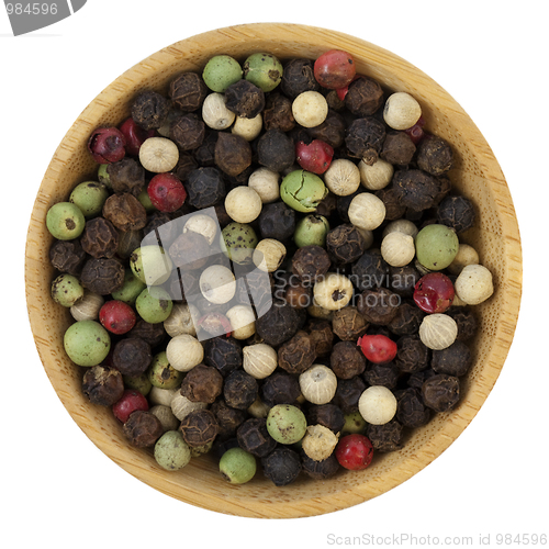 Image of bowl of colorful rainbow peppercorns