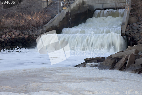 Image of Denver sewer covering river with foam