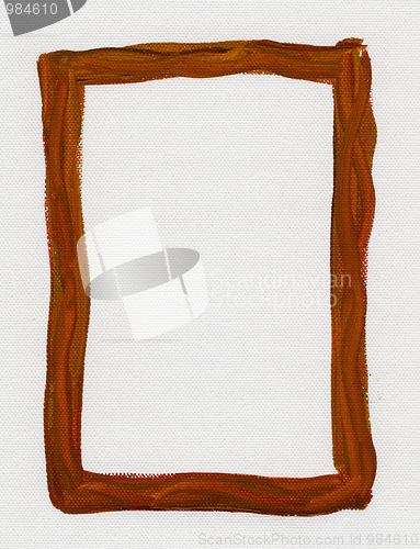 Image of brown red  frame painted on white canvas