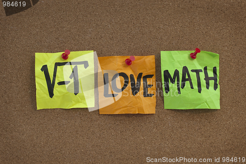 Image of I love math - concept on bulletin board