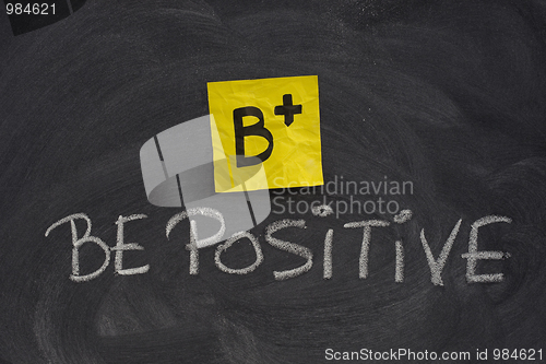 Image of be positive concept on blackboard