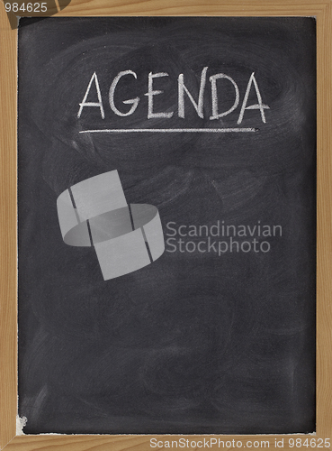 Image of agenda - blank blackboard sign