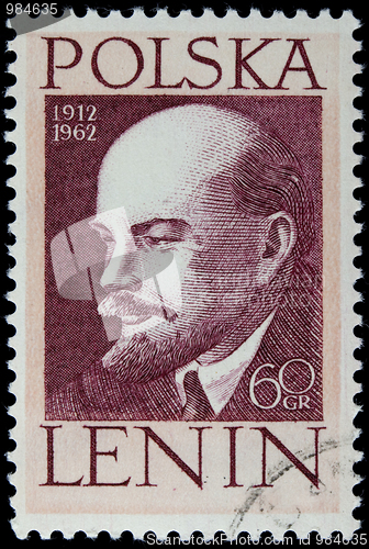 Image of Lenin on a vintage post stamp