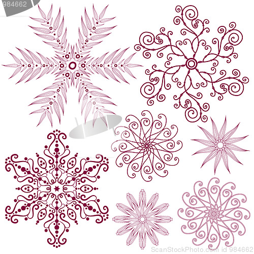 Image of Set dark lilas snowflakes 