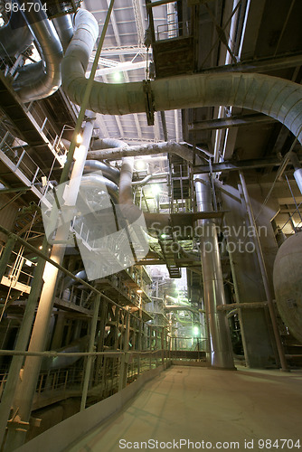 Image of Industrial zone, Steel pipelines, valves and ladders