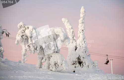 Image of ski resort sunset view