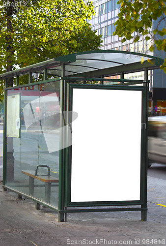 Image of bus stop with a blank billboard 