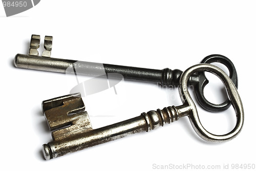 Image of Two old keys isolated on white