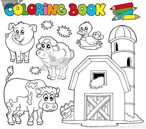 Image of Coloring book with farm animals 1