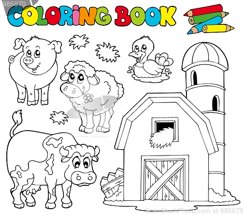 Image of Coloring book with farm animals 1