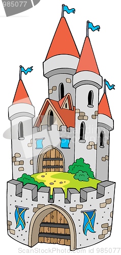 Image of Cartoon castle with fortification