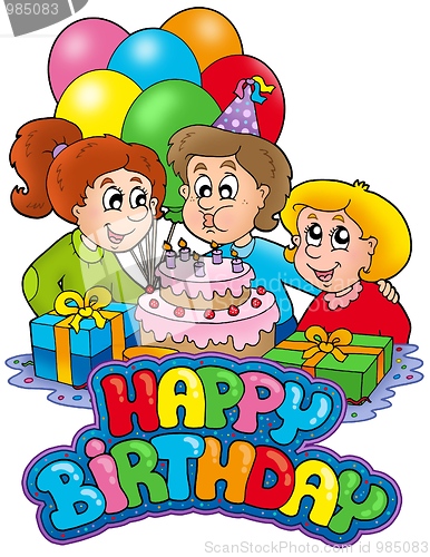 Image of Birthday sign with happy family