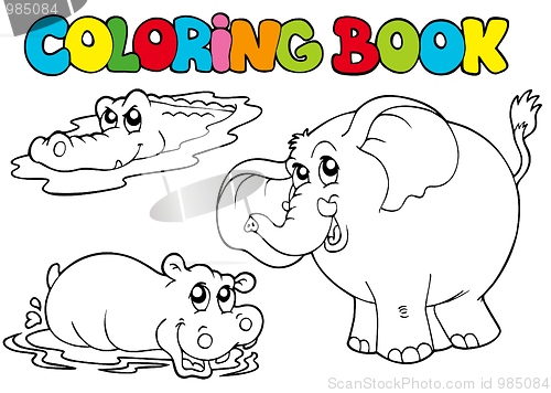 Image of Coloring book with tropic animals 1