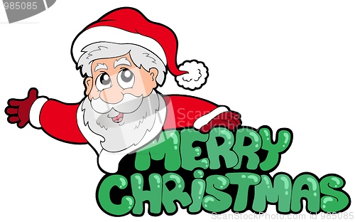 Image of Merry Christmas sign with Santa