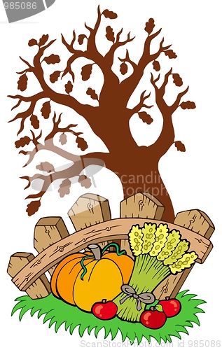 Image of Thanksgiving motive with tree