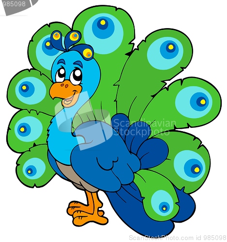 Image of Cartoon peacock