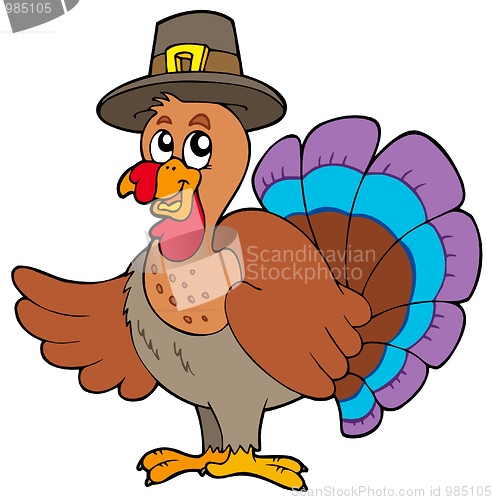 Image of Thanksgiving turkey with hat