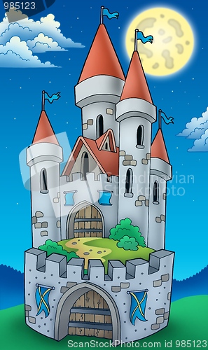 Image of Night view on tall castle