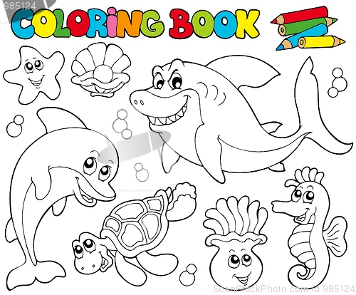 Image of Coloring book with marine animals 2