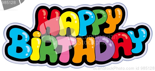 Image of Happy birthday cartoon sign