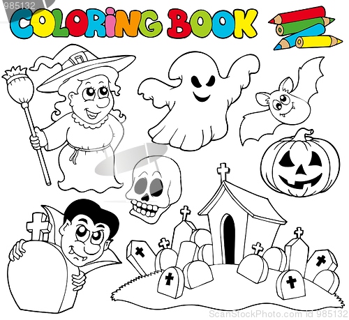Image of Coloring book with Halloween theme