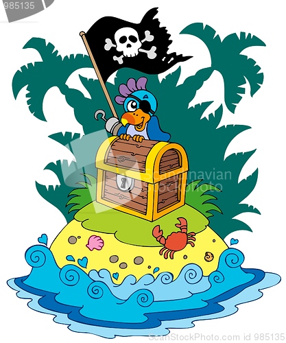 Image of Treasure island with pirate parrot