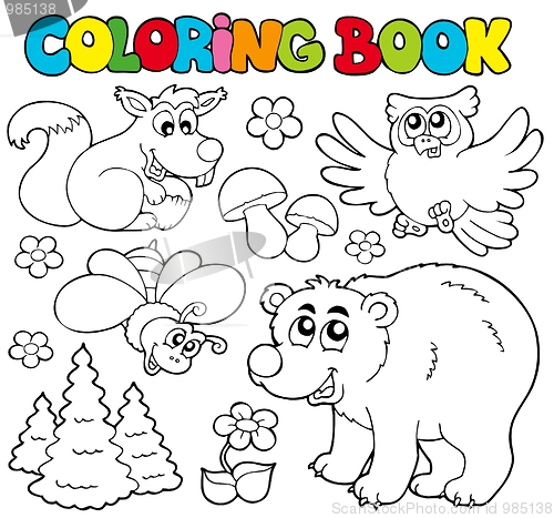 Image of Coloring book with forest animals 1