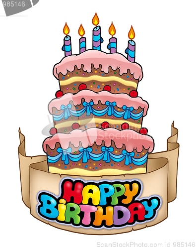 Image of Happy birthday theme with tall cake