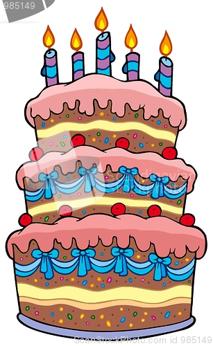 Image of Big cartoon cake with candles