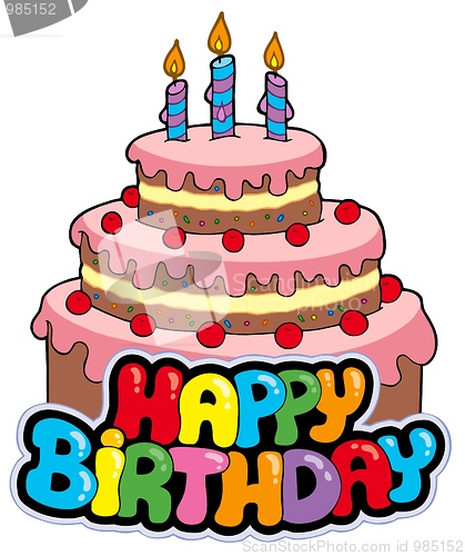 Image of Happy birthday sign with cake