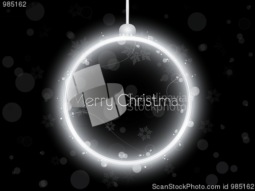 Image of Silver Neon Christmas Ball on Black Background