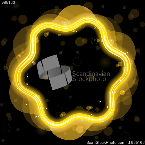 Image of Golden Design Border with Sparkles and Swirls.