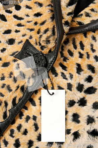 Image of Blank label on a stylish leopard jacket