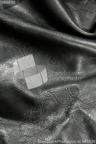 Image of Crumpled black leather texture