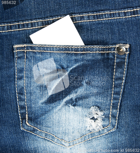 Image of Blank business card in blue jeans pocket