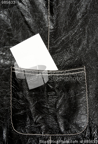 Image of Blank business card in a leather pocket