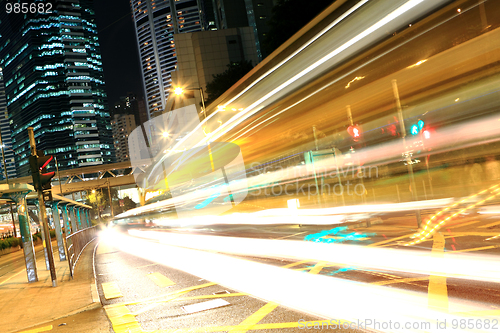 Image of traffic in city at night
